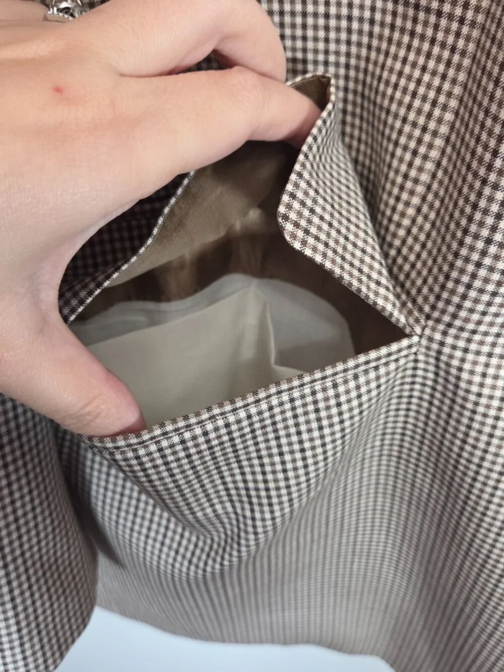 Brooks Brothers 1818 Madison Blazer Brown Gingham Plaid Silk Wool Sport Coat 46R